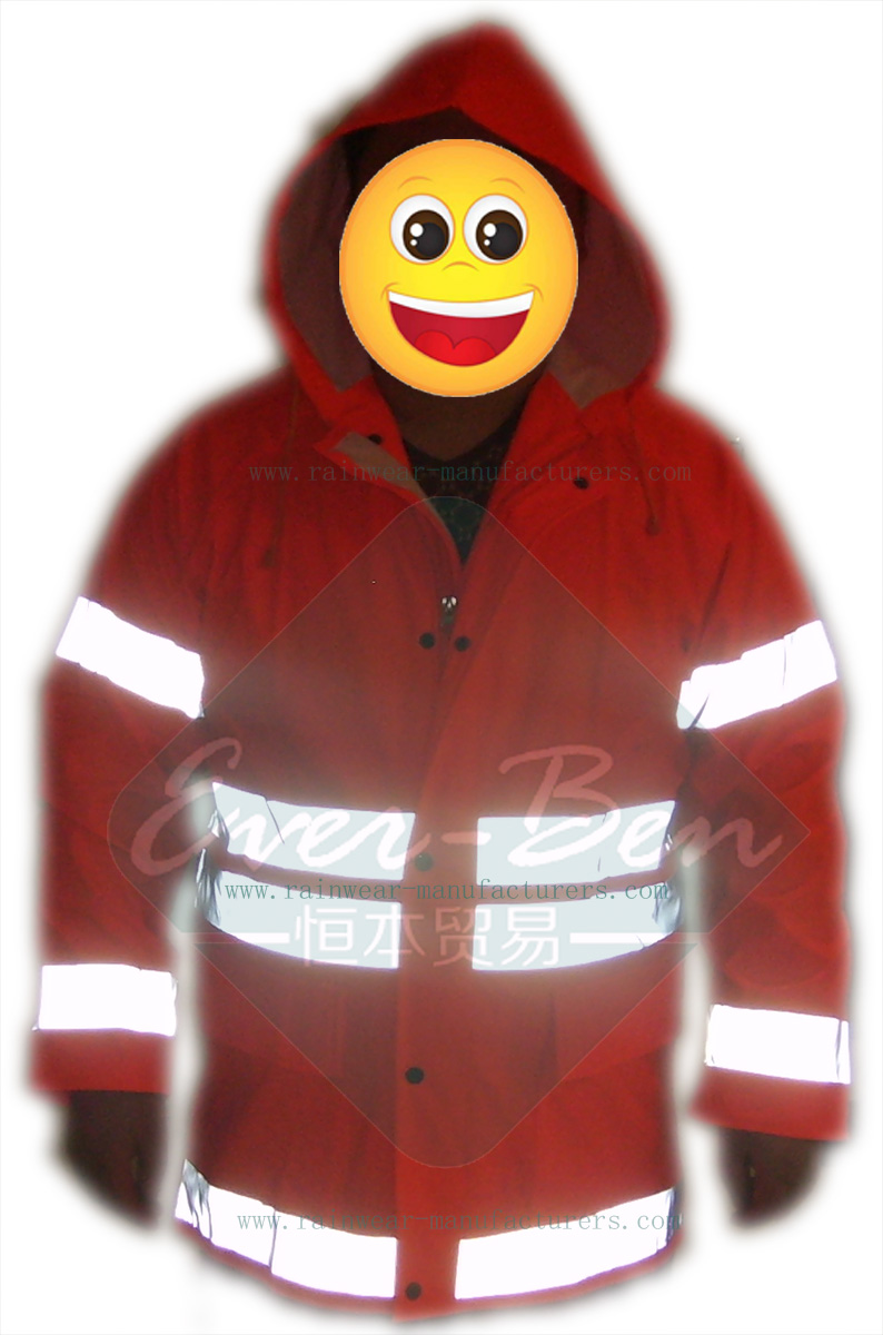 China reflective PU heavy duty rain gear for work